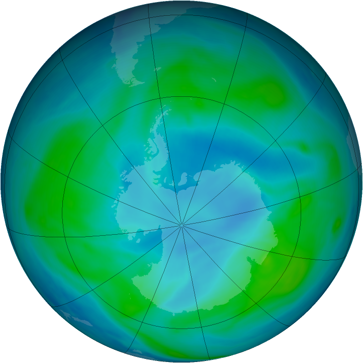 Antarctic ozone map for 29 January 2006